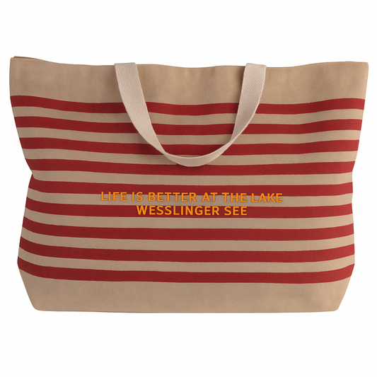 Life is better, Striped Bag XXL - Jute